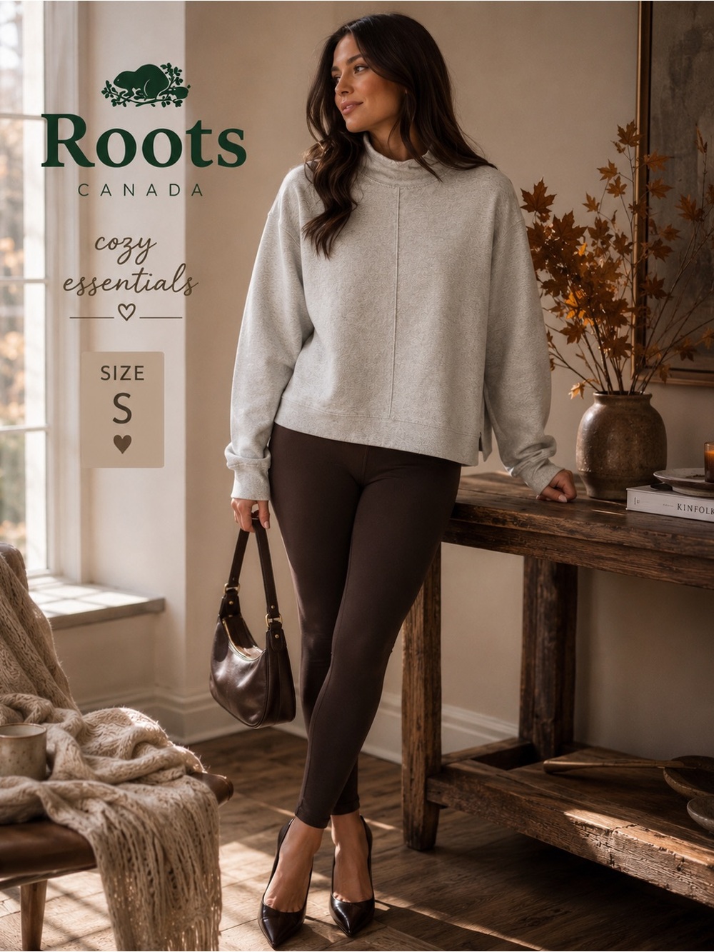 🇨🇦 Roots Canada | 100% Cotton | Mock-Neck Pullover | Size S/P